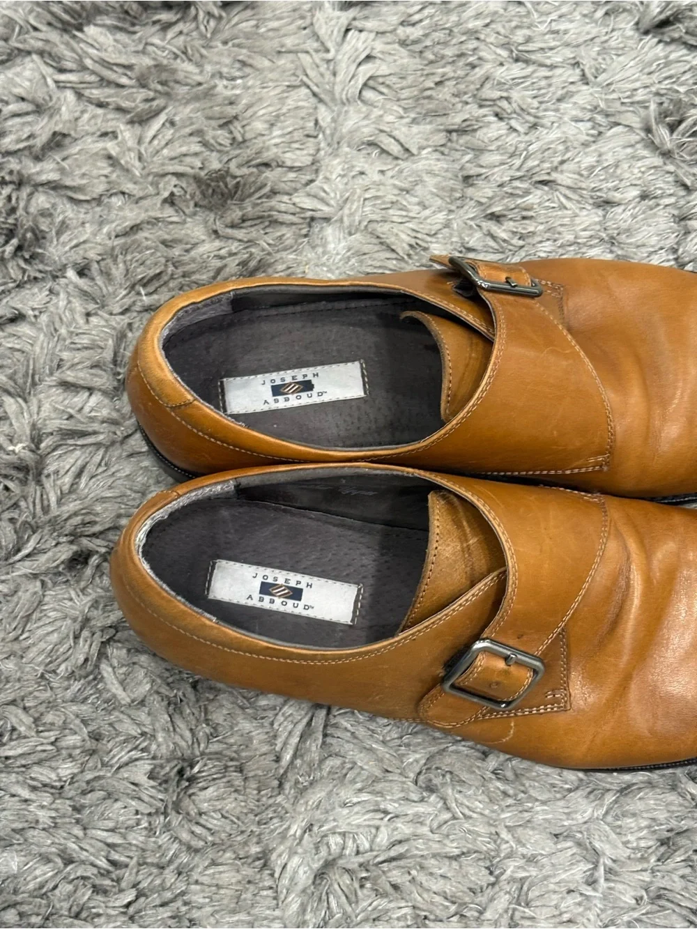 Joseph Abboud Genuin Italian Leather brown buckle closure loafer size 9.5